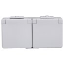 Jung 622WW SCHUKO® Aufputz Zweifach-Steckdose Lichtgrau Serie WG