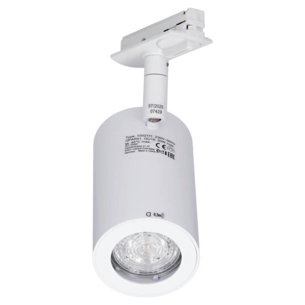 SLV 1002111 Enola_B Track Spot, QPAR51, Weiß, 50W, 1-Phasen Adapter 11,3x12 cm