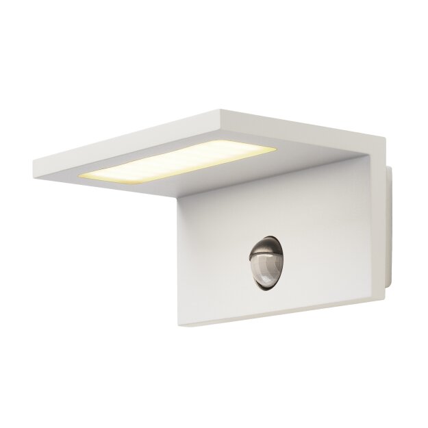 SLV 1001970 LED Sensor WL, LED Outdoor Wandaufbauleuchte, IP44, Weiß, 3000K 17x8,6x13,5 cm