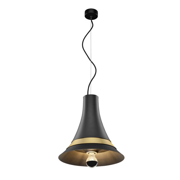 SLV 1001266 Bato 35 PD, Indoor Pendelleuchte, Schwarz/Messing, E27, max. 60W 35 cm