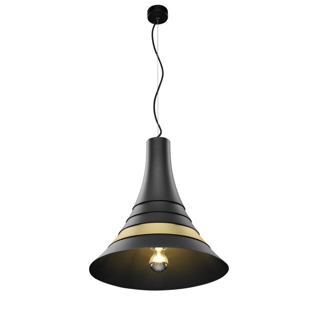 SLV 1001265 Bato 45 PD, Indoor Pendelleuchte, Schwarz/Messing, E27, max. 60W 46,3 cm