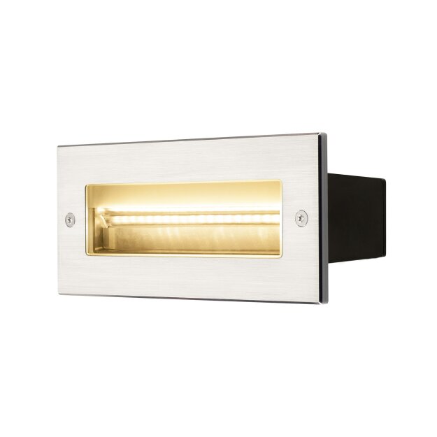 SLV 233660 Brick, Outdoor Wandeinbauleuchte, LED, 3000K, Edelstahl, 230V, IP67, 850lm, 10W 21x9,1x9,3 cm