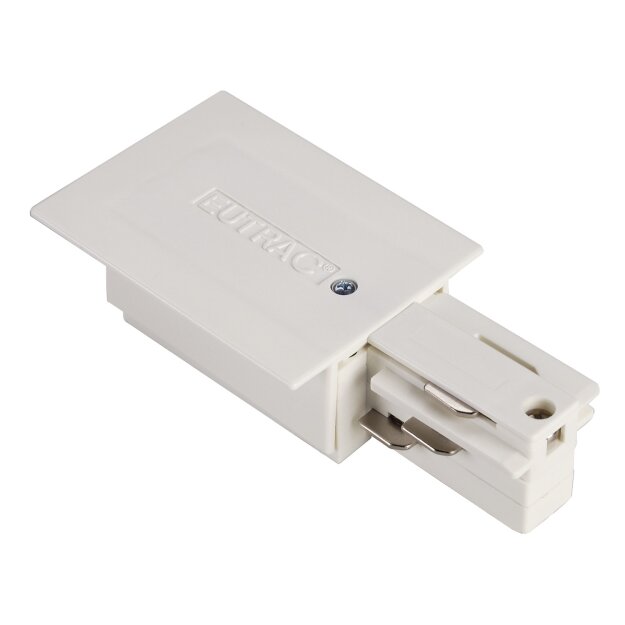 SLV 1001534 Eutrac Einspeiser für 3-Phasen Einbauschiene, Verkehrsweiß, Erde rechts 12,2x6x3,4 cm