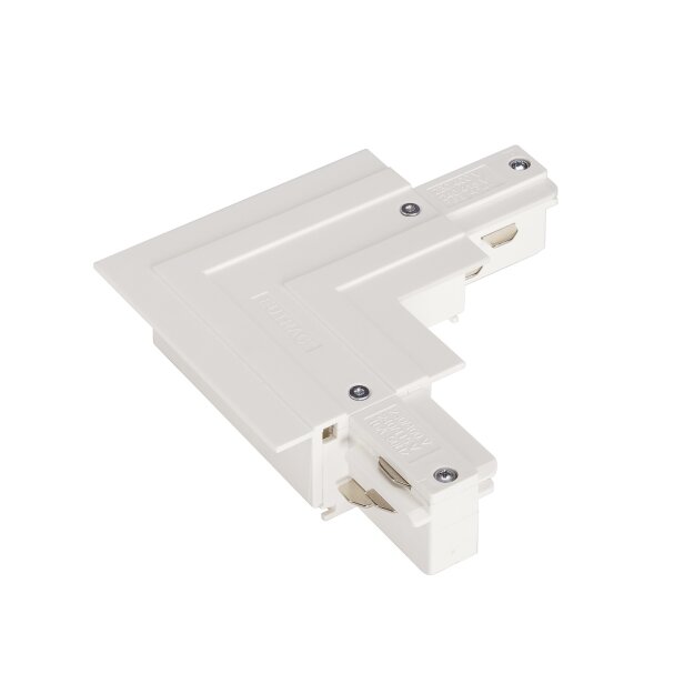 SLV 1001536 Eutrac L-Verbinder für 3-Phasen Einbauschiene, Verkehrsweiß, Erde aussen 16x16x3,2 cm