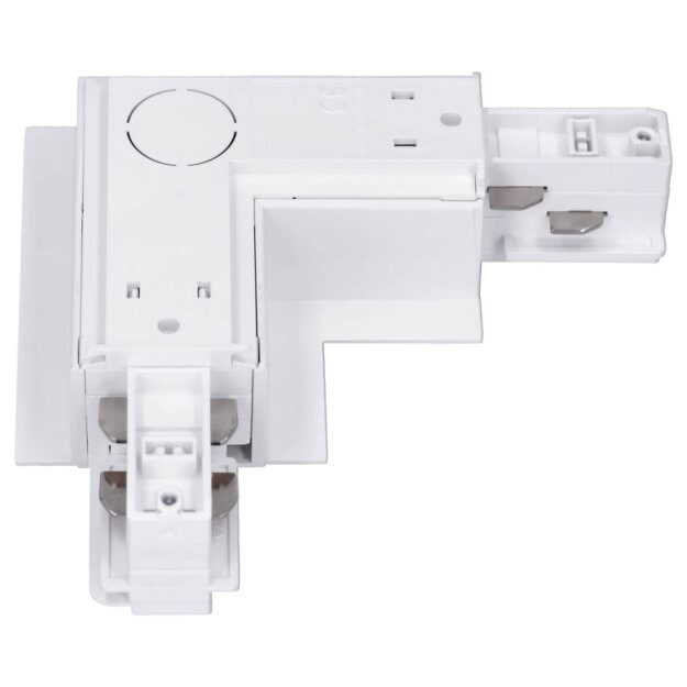SLV 1001537 Eutrac L-Verbinder für 3-Phasen Einbauschiene, Verkehrsweiß, Erde innen 16x16x3,2 cm