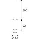 SLV 132691 Fitu, Pendelleuchte, A60, rund, Weiß, 5m Kabel m. offenem Kabelende, max. 60W 9,1 cm