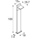SLV 1002992 Abridor Pole 100 Outdoor LED Stehleuchte IP55 Anthrazit 14x3,6x100 cm