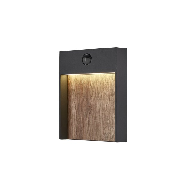 SLV 1002955 Flatt Sensor Outdoor LED Wandaufbauleuchte 3000K IP65 Anthrazit/Braun 18x23x8 cm