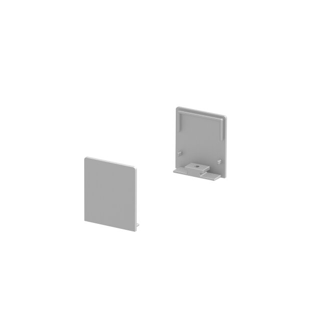 SLV 1000562 Grazia 20 Endkappe für Grazia Aufbauprofil flach, 2 Stk., hohe Ausführung, Alu 3,5x4x1 cm