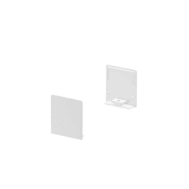 SLV 1000563 Grazia 20 Endkappe für Grazia Aufbauprofil flach, 2 Stk., hohe Ausführung, Weiß 3,5x4x1 cm