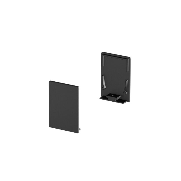 SLV 1000570 Grazia 20 Endkappe für Grazia Aufbauprofil Standard, 2 Stk., hohe Ausführung, Schwarz 3,5x5x1 cm