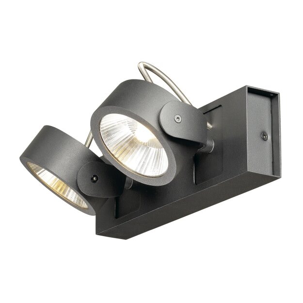 SLV 1000129 Kalu LED 2 Wand- & Deckenleuchte, Schwarz, 3000K, 60° 28x8,9x16 cm