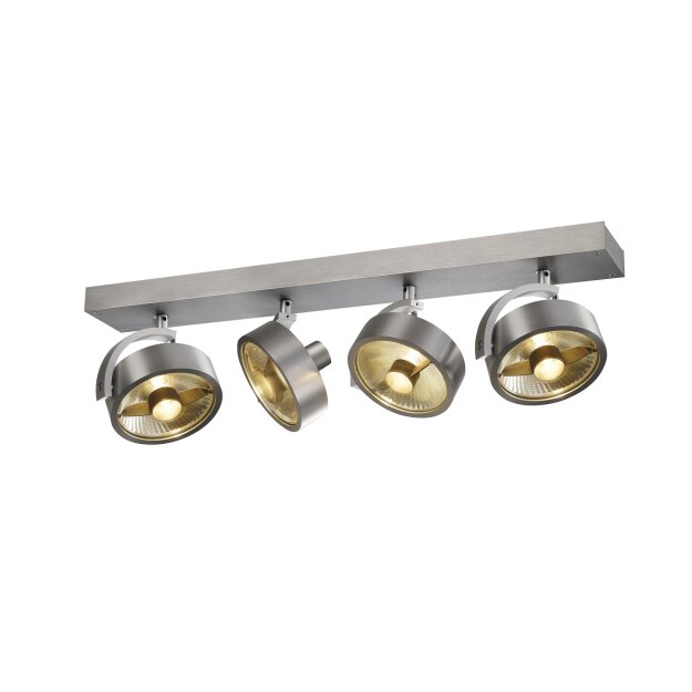 SLV 1002025 Kalu CW, Indoor Wand- & Deckenaufbauleuchte, quad, QPAR111 Alu gebürstet 4x75W 60x9x18 cm