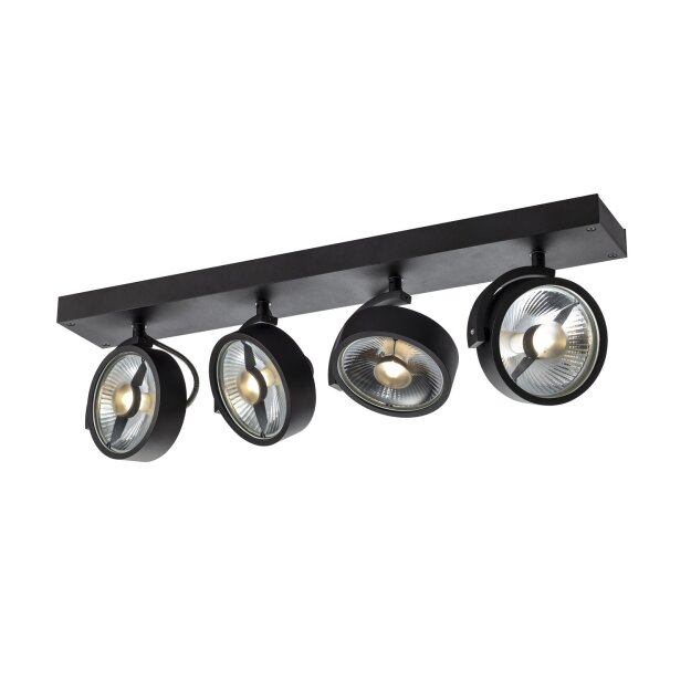 SLV 1002023 Kalu CW, Indoor Wand- & Deckenaufbauleuchte, quad, QPAR111, Schwarz, 4x75W 60x9x18 cm