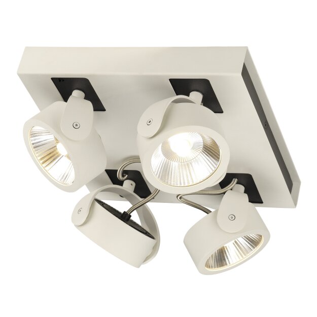 SLV 1000136 Kalu LED 4 Wand- & Deckenleuchte, Square, Weiß/Schwarz, 3000K, 60° 28x29x16 cm