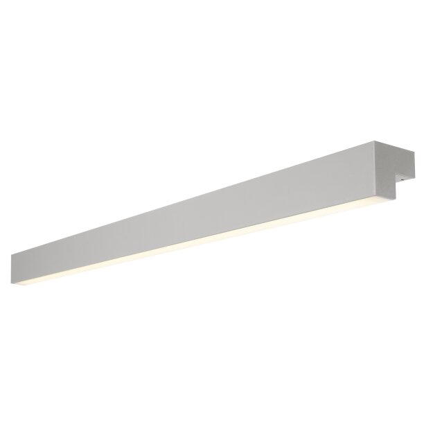 SLV 1001304 L-Line 120 LED, Wand- & Deckenleuchte, IP44, 3000K, 3000lm, Silber 117,8x7x7 cm