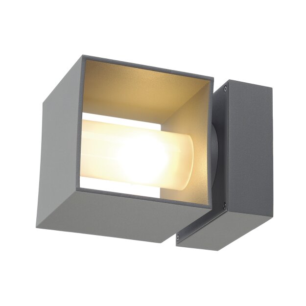 SLV 1000335 Square Turn, QT14, Outdoor Wandleuchte, Silbergrau, max. 42W, IP44 12x12x17,8 cm