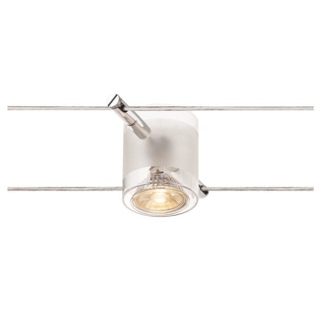 SLV 139122 Comet, Seilleuchte für Tenseo Niedervolt-Seilsystem, QR-C51, Chrom, teilsatiniertes Glas 18,5x7,5x6,5 cm