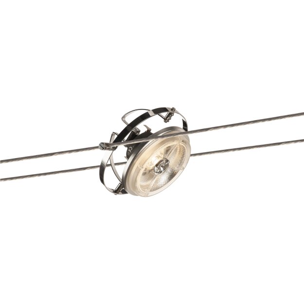 SLV 139112 QRB, Seilleuchte für Tenseo Niedervolt-Seilsystem, QR111, schwenkbar, Chrom 18,5x1,1x14,4 cm