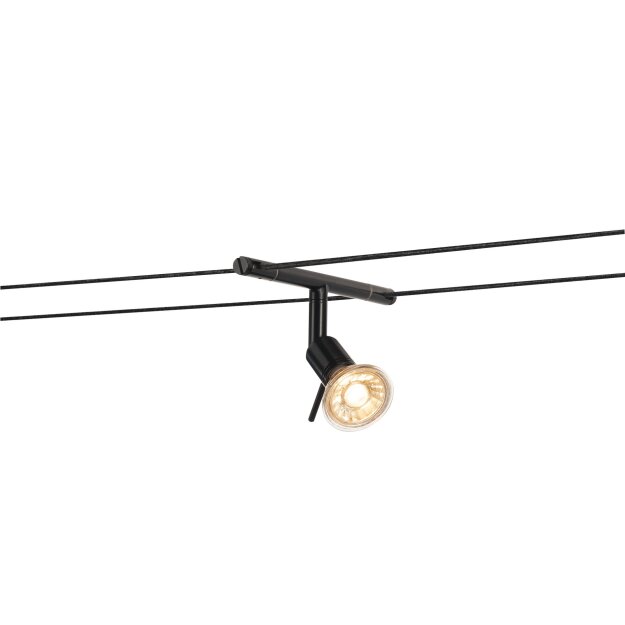 SLV 139100 SYROS, Seilleuchte für Tenseo Niedervolt-Seilsystem, QR-C51, Schwarz 18,5x10 cm