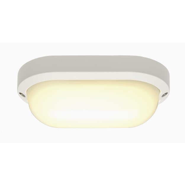 SLV 229931 Terang 2 Wand- & Decken- leuchte, oval, Weiß, 3000K, IP44 19,8x11x7,5 cm