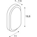 SLV 229931 Terang 2 Wand- & Decken- leuchte, oval, Weiß, 3000K, IP44 19,8x11x7,5 cm