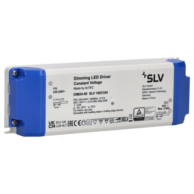 SLV 1003104 LED NETZTEIL 50W 24V Triac DIMMBAR 18,4x6,1x3,2 cm