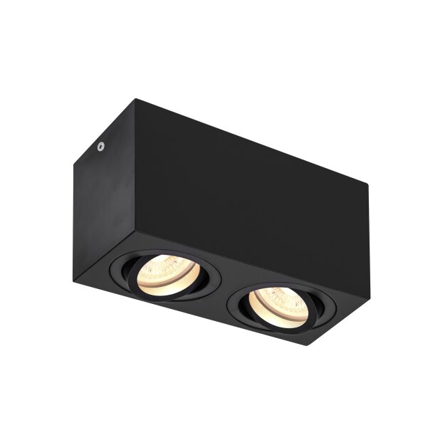 SLV 1002005 Triledo Double, Indoor Deckenaufbauleuchte, QPAR51, Schwarz, ma 10W 16,25x8,5x9,5 cm