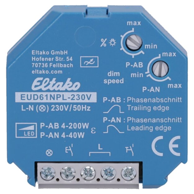 Eltako Universal-Dimmschalter Mindestlast nur 4W EUD61NPL-230V