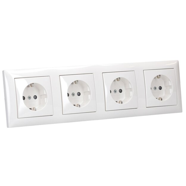 Busch-Jaeger Set: 4x 20 EUCB-914 Steckdose + 1724-914 4-fach Rahmen Alpinweiß Balance SI