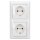 Busch-Jaeger Steckdosen Set: 2x 20 EUC-914 Steckdose + 1722-914 2-fach Rahmen Alpinweiß Balance SI