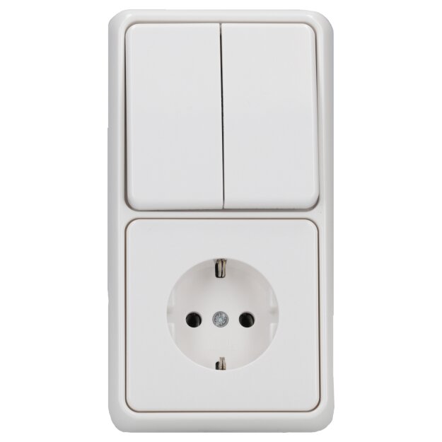 Jung CD 500 Set 1x Steckdose 1x Serienschalter 1x Rahmen 2fach 1x Wippe-Serie Alpinweiß