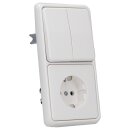 Jung CD 500 Set 1x Steckdose 1x Serienschalter 1x Rahmen 2fach 1x Wippe-Serie Alpinweiß