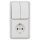 Jung CD 500 Set 1x Steckdose 1x Serienschalter 1x Rahmen 2fach 1x Wippe-Serie Alpinweiß