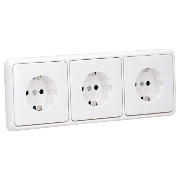 Jung CD 500 Set 3x Steckdose m. erhöhtem Berührungsschutz CD1520KIWW 1x Rahmen 3fach CD583WW Alpinweiß
