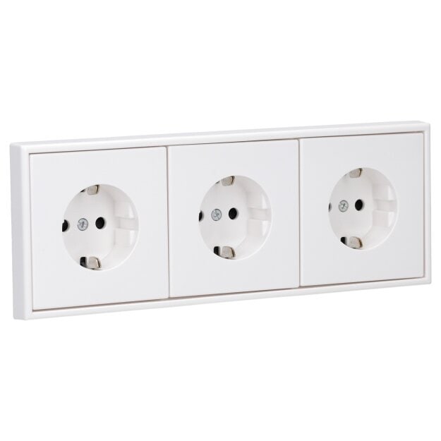 Jung Serie LS Komplett-Set Alpinweiß: 3x LS1520KIWW SCHUKO Steckdose mit Berührungsschutz + LS983WW Rahmen 3fach
