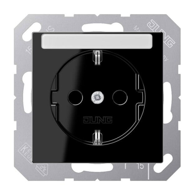 Jung A1520BFKINASW SCHUKO Steckdose mit Schriftfeld 6x46mm (Thermoplast bruchsicher) Schwarz Serie A
