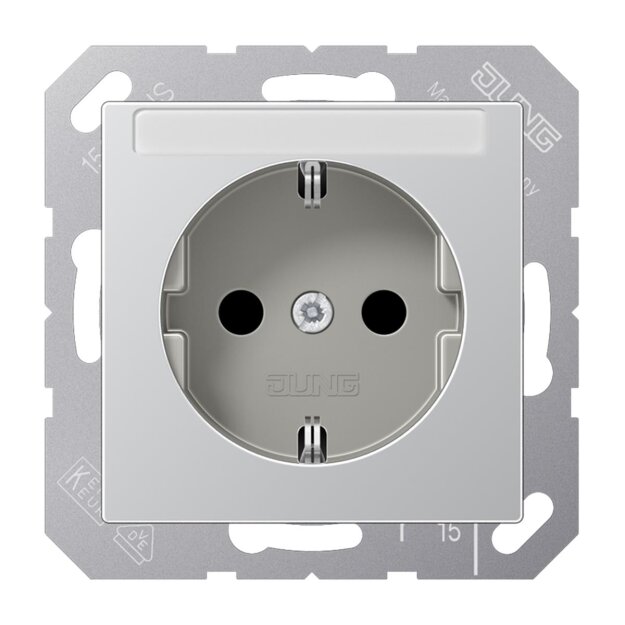Jung A1520BFNAAL SCHUKO Steckdose mit Schriftfeld 6x46mm (Thermoplast bruchsicher) Aluminium Serie A