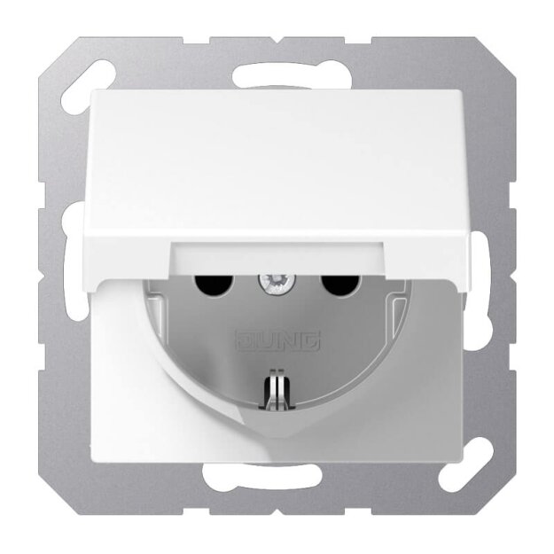Jung A1520NBFKLWW SCHUKO® Steckdose mit Klappdeckel (Thermoplast bruchsicher) Alpinweiß Serie A