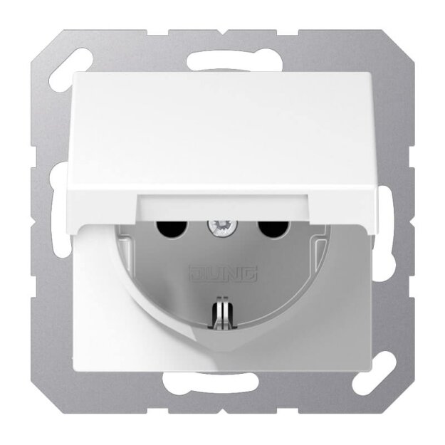 Jung A1520NKLWW SCHUKO® Steckdose mit Klappdeckel (Thermoplast bruchsicher) Alpinweiß Serie A