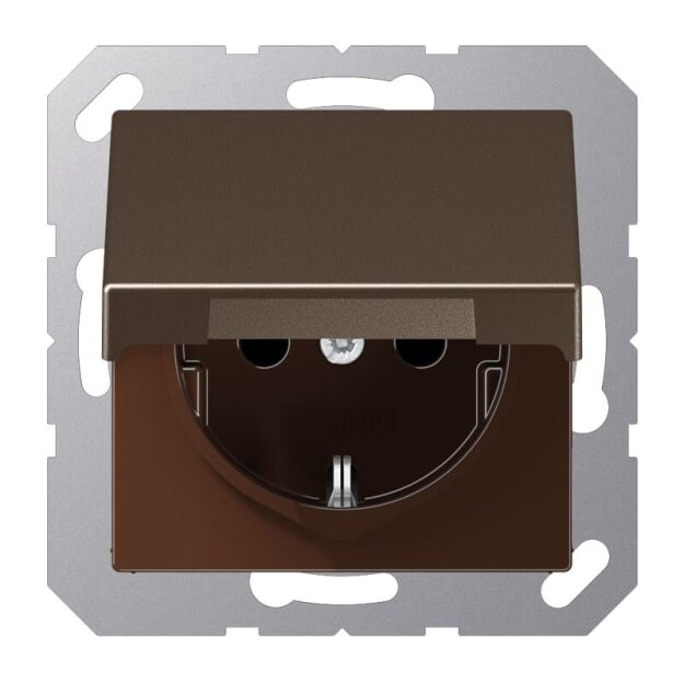 Jung A1521BFKLMO SCHUKO Steckdose mit Klappdeckel (Thermoplast lackiert) Mokka Serie A