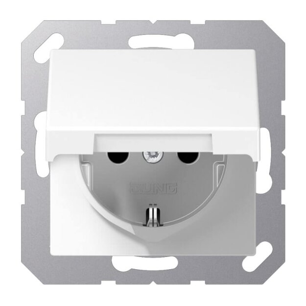 Jung A1521KLWW SCHUKO® Steckdose mit Klappdeckel (Duroplast) Alpinweiß Serie A
