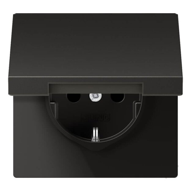 Jung AL1520NKLAN SCHUKO Steckdose mit Klappdeckel ohne Kralle (lackiertes Aluminium) Anthrazit Serie LS