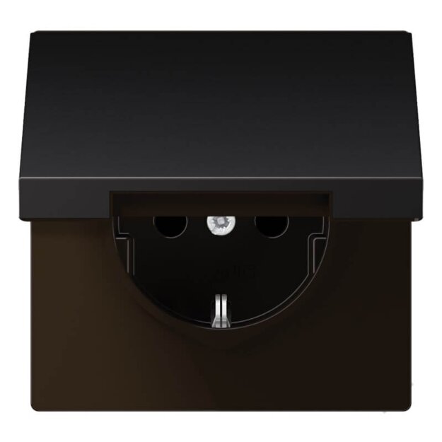 Jung AL1520NKLD SCHUKO Steckdose mit Klappdeckel ohne Kralle (lackiertes Aluminium) Dark Serie LS