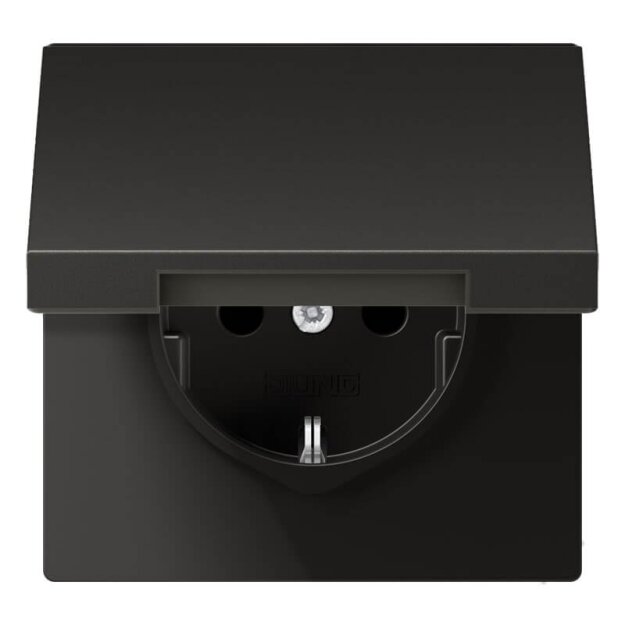 Jung AL1521KLAN SCHUKO Steckdose mit Klappdeckel (lackiertes Aluminium) Anthrazit Serie LS
