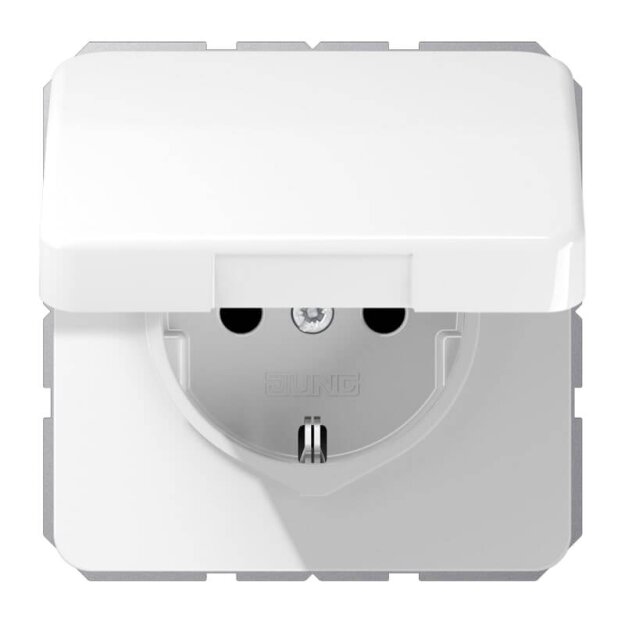 Jung CD1521BFKLWW SCHUKO Steckdose mit Klappdeckel (Thermoplast bruchsicher) Alpinweiß Serie CD