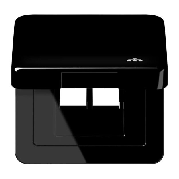 Jung CD590KLLANSW Klappdeckel LAN mit Zentralplatte (Thermoplast bruchsicher) Schwarz Serie CD