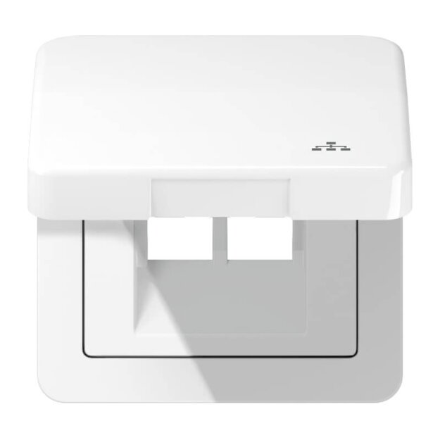 Jung CD590KLLANWW Klappdeckel LAN mit Zentralplatte (Thermoplast bruchsicher) Alpinweiß Serie CD