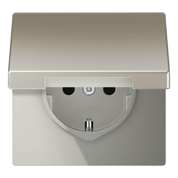 Jung ES1520NKL SCHUKO Steckdose mit Klappdeckel ohne Kralle Edelstahl Serie LS
