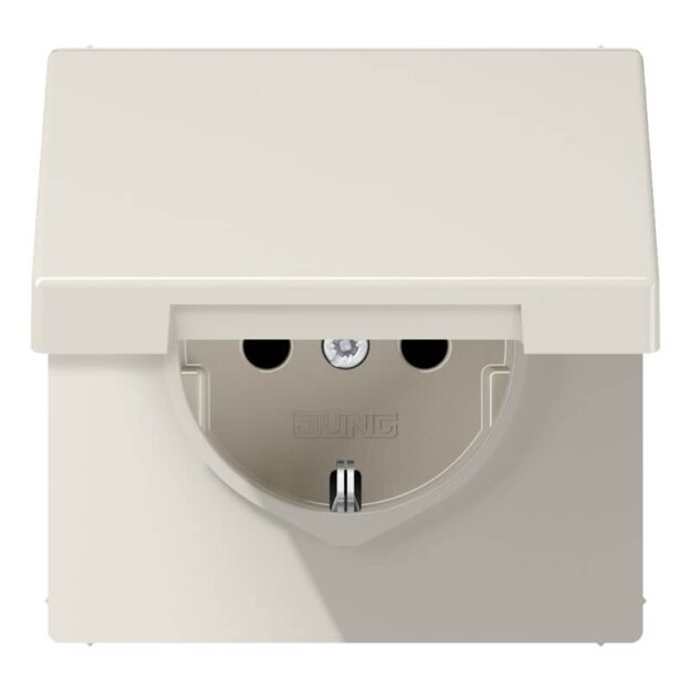 Jung LS1520NKL SCHUKO Steckdose mit Klappdeckel ohne Kralle (Duroplast) Weiß Serie LS